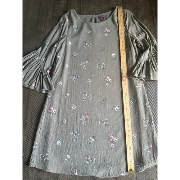 Vince Camuto Olive Green Floral Print Shift Dress Size 10 - Picture 6 of 10